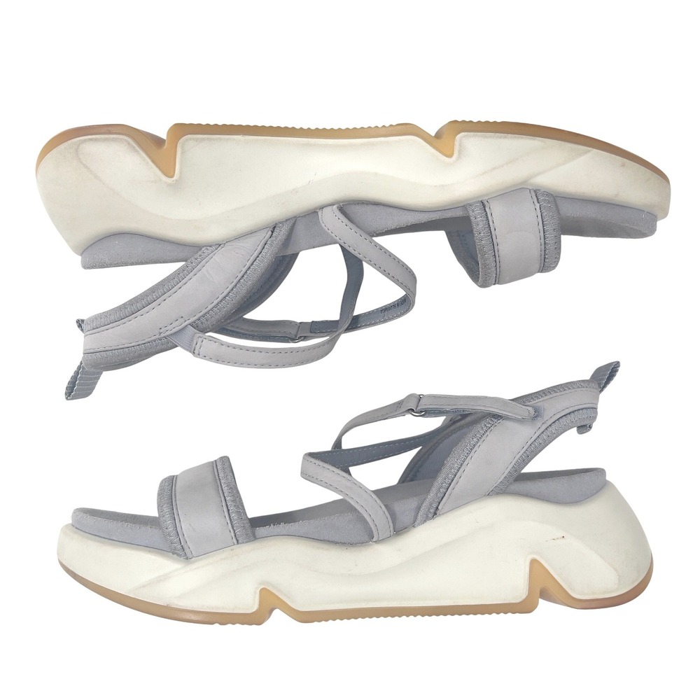 ECCO Chunky‎ Women's Grey Leather Platform Sandals Size EU 40 US 9.5